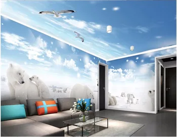 personalizat murală foto tapet 3d Ice urs polar tema 3D space casa plina de fundal de perete picturi murale 3d tapet pentru perete 3 d Imagine 2