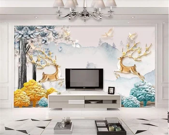 Personalizate foto 3D wallpaper 3D moderne elan copac peisaj tapet camera de zi canapea la TV de perete de fundal tapet 3d