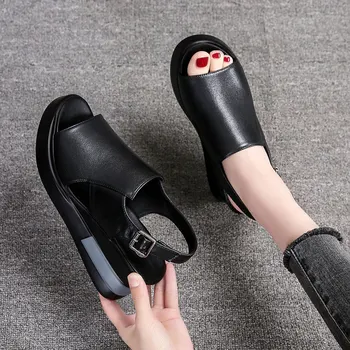 Platforma wedge sandale femei 2021 noua moda de vara cu toc gură de pește pantofi pentru femei a crescut platforma pantofi femei Imagine 2