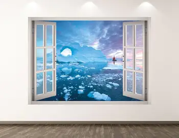 Polul nord Perete Decal - Peisaj 3D Fereastra de Arta de Perete Autocolant pentru Copii Decorul de Vinil Acasă Poster Cadou Personalizat KD360