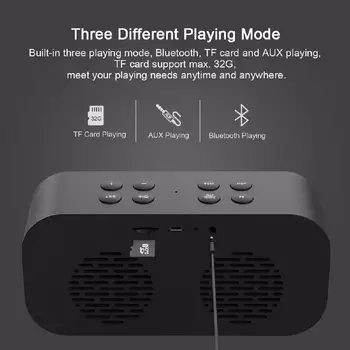 Portabil compatibil Bluetooth Speaker Wireless 5.0 Sunet Stereo cu LED-uri de Afișare în Timp Suport TF AUX USB Oglindă Ceas Deșteptător Imagine 2