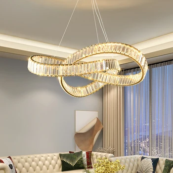 Post Modern K9 Candelabre de Cristal Rotund Lumina Plafon pentru Living Dining Dormitor Inel Neregulate Cristal Luciu Lampă de Agățat