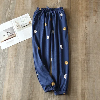 Primavara Toamna Somn Fundul Stil coreean Doamnă de Vară Subțire de Bumbac Vrac Confortabil Acasă de Noapte Femei Pantaloni Dulce Print брюки