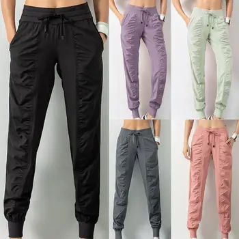 Primăvara Femei Joggeri Pantaloni Talie Mare Culoare Solidă Casual Vintage Cordon Glezna-A Legat Pantaloni Slim Femei Îmbrăcăminte 2021