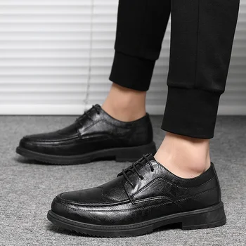 PUPUDA Clasic Casual din Piele Pantofi Oameni de Afaceri Confortabil Pantofi pentru Bărbați Pantofi Rochie 2021 Noi Usoare Dantela-Up Pantofi