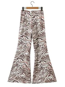 PUWD Casual pentru Femei de Înaltă Talie Pantaloni Moale 2021 Toamna de Moda Doamnelor Zebra Print-Clopot fund Streetwear Pantaloni Femei Pantaloni Chic Imagine 2