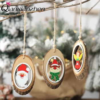 Qianxiaozhen Din Lemn Mos Craciun Xmas Copac Agățat Decorare Pom De Crăciun Ornamente De Crăciun, Decoratiuni De Craciun Pentru Casa