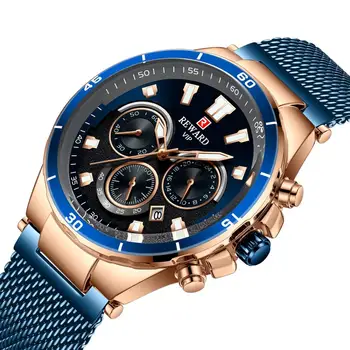 Recompensa Oamenii Uita-te la Top Brand de Lux din Oțel Inoxidabil rezistent la apa Curea Calendar de Moda Încheietura Ceasuri Cronograf ceas Bărbat de 24 de Ore