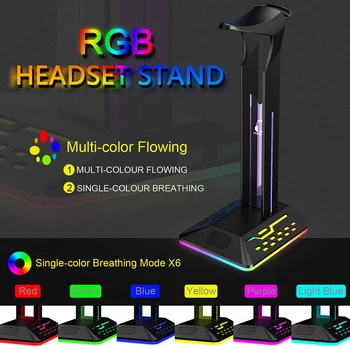 RGB Căști Suport Rack 6 Monocrom Moduri de Gamer Cască Display Stand Desktop PC Laptop de Gaming cu Accesorii de Tip C, Intrare