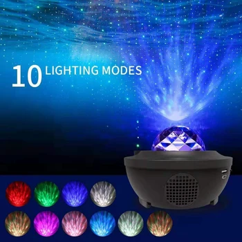 Romantic Colorat Cerul Înstelat Ocean Proiector Lumina de Noapte de Control de la Distanță Ocean Val Lampa de Proiecție compatibil Bluetooth Muzica