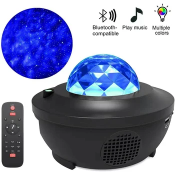 Romantic Colorat Cerul Înstelat Ocean Proiector Lumina de Noapte de Control de la Distanță Ocean Val Lampa de Proiecție compatibil Bluetooth Muzica Imagine 2