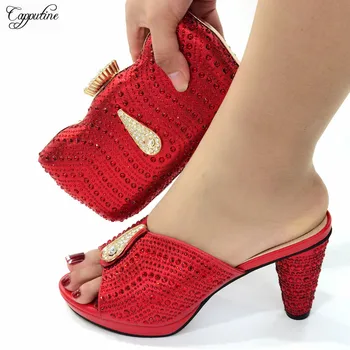 Roșu de lux pentru Femei Pantofi de Potrivire Și Pungă Sac Doamnelor Tocuri inalte Pompe Cu Geantă de mână Papuci de Ambreiaj Sandale SacCR126 9cm