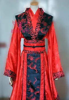 Roșu Hidden Dragon de sex Masculin Chinez Nunta Hanfu Tang Costum Cosplay Hainele Împăratului Haine pentru Bărbați Imagine 2