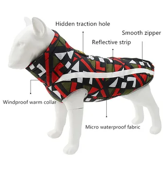 S-6XL Impermeabil Reflectorizant Câine Mare Haina de Iarna Cald Îmbrăcăminte pentru animale de Companie Costum de Câine de Companie Consumabile de Imprimare Color Labrador, Câine Sacou Imagine 2