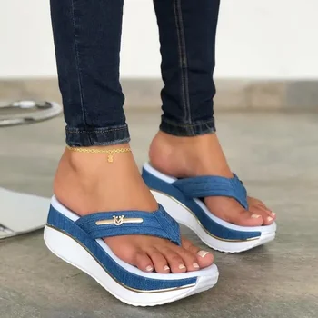 Sandale Femei Vara 2022 Moda Flip Flops În Aer Liber, Casual, Sandale Cu Platforma Doamnelor Plus Dimensiune Pene De Papuci De Plajă Tocuri Inalte
