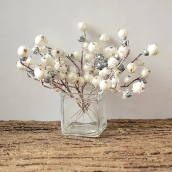 Simulare Berry Tulpinile Plantei Ginkgo Flori Uscate De Fructe Ramură Jane Decor De Crăciun Mobilier Foto Prop Aur, Argint