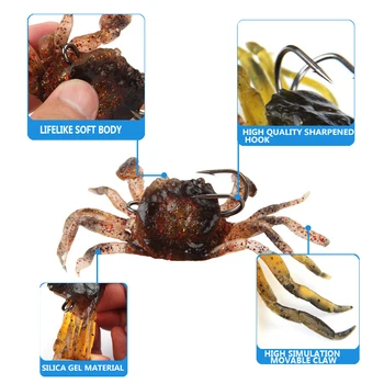 Simulate Crab Momeli Artificiale Momeli De Pescuit Aborda Momeli Dublu Cârlig Ascuțit Atrage Silicon Moale Crankbaits Momeală De Pescuit Imagine 2