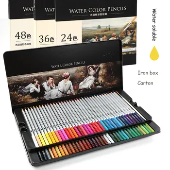 Solubil în apă, Colorate, Creion, Creioane colorate 24 36 48 72 De Culoare Profesionale Schiță Watercolor Pen Copii Rechizite Set de Pictura