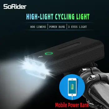 SoRider de Înaltă luminozitate Biciclete Faruri 1200/2600mA USB de Încărcare de Biciclete de Munte de Lumină Față 3535/L2 Margele Lampa Lampa de Bicicleta