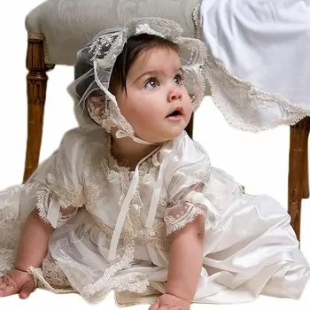Sosirea Fetita Botez Fetita Rochii De Botez, Rochie De Fetita Haine Pentru Prima Zi De Nastere Tinuta Fată Cu Pălărie Imagine 2