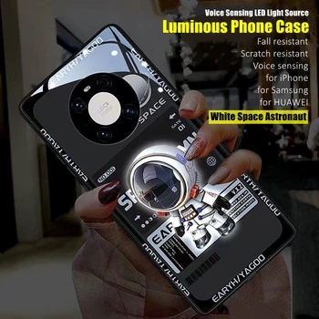 Spațiu, Astronaut Lumină LED-uri Luminoase Telefon Caz pentru iPhone 14 12 13 Pro Max Samsung S21 S22 Nota 10, 20, Plus Ultra Cool Accesorii Imagine 2