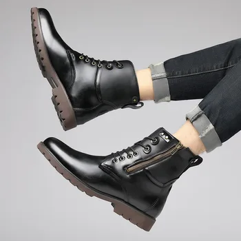 Stil britanic barbati casual cizme de deșert negru maro piele naturala-pantofi de primavara toamna cowboy boot de mari dimensiuni scurt botas zapatos Imagine 2