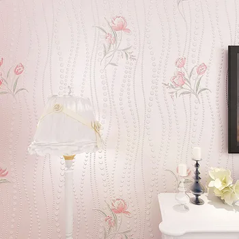 Stil Coreean Relief Flori Tapet Dormitor, Camera De Zi Romantic Sweet Home Decor Imagine 2