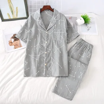 Stil Japonez Cuplu Set De Pijama Bărbați Femei Din Bumbac Pijamale Lejere De Primavara Vara Pijamas Scurt-Maneca Doamnelor Subțire Homewear