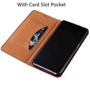 Struț Cereale Piele Naturala Magnetic Flip-Caz Acoperire Pentru Samsung Galaxy A91 A81 A71 A51 A41 A21 A31 A11 Telefon Sac De Buzunar Card Imagine 2