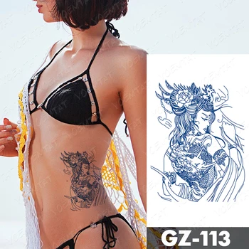 Suc De Cerneală Durată Impermeabil Tatuaj Temporar Autocolant Dragon Fată Gheișă Prajna Flash Tatuaje Femeie De Braț Body Art Fals Tatuaj De Sex Masculin Imagine 2