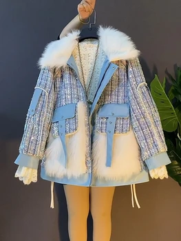 Supradimensionate de Îmbrăcăminte pentru Femei de Iarna Nou Stil coreean la Modă de Pluș Despicare Haina Elegant Cald Streetwear Doamnelor Jacheta Imagine 2