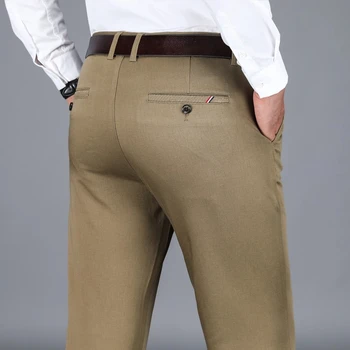Tipărite Carouri Barbati Casual Pantaloni de Afaceri de Bumbac de Înaltă Calitate Elasticitatea Rochie Dreaptă Pantaloni sex Masculin Brand 2021 Primăvară Imagine 2