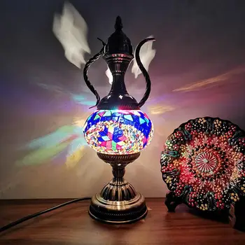 Turcă Antice De Sticlă Lampă De Masă De Cafea Oală De Noapte, Lampă De Noptieră Decor De Birou Corpuri De Iluminat Pentru Dormitor Deco Acasă