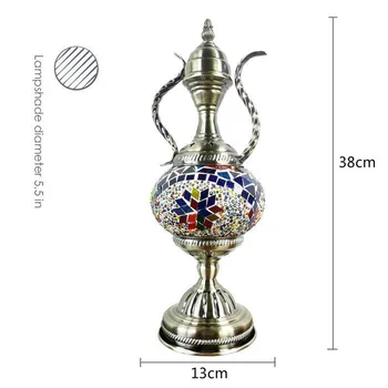 Turcă Antice De Sticlă Lampă De Masă De Cafea Oală De Noapte, Lampă De Noptieră Decor De Birou Corpuri De Iluminat Pentru Dormitor Deco Acasă Imagine 2