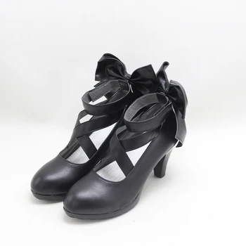 Uma Musume Destul de Derby Orez Duș Cosplay Pantofi Dimensiune Particularizată de Halloween cu toc înalt Negru faux din piele pantofi de decorare arc Imagine 2