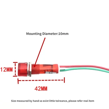 Uniteelec Roșu/Portocaliu/Verde Diametru de Montaj 10mm cu Fir 220V/380V/24V Indicator luminos Imagine 2