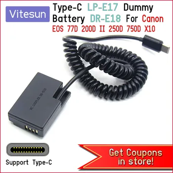 USB de Tip C Banca de Putere Adaptor LP-E17 Dummy Baterie ACK-E18 DR-E18 DC Cuplaj pentru Canon EOS RP 750D 760D 800D 850D 8000D