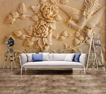 wellyu tapet Personalizat cu Flori în relief de fundal de perete pictura decorativa gazete de perete decor acasă papier peint tapeta Imagine 2
