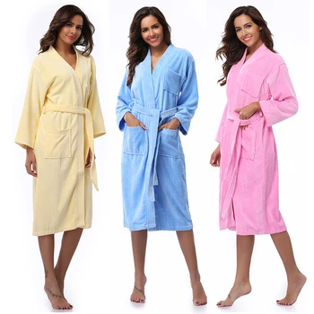 Witbuy Toamna Iarna Haine Pentru Femei Cald Solid Halat De Baie Pijamale Cuplu Halat De Baie Gros De Sex Feminin Rochie Kimono Seară 2021