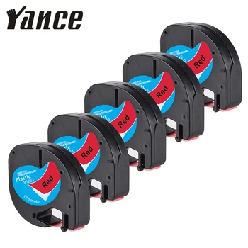 Yance 5Pcs/lot Compatibil pentru DYMO LetraTag 12mm 91203 negru pe roșu din Plastic etichetă filtru de bandă pentru Dymo label printer LT-100H